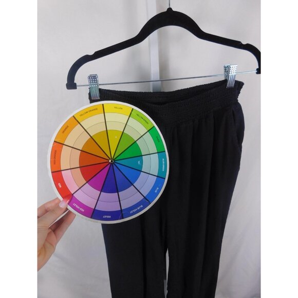 Briggs Pants Womens Medium Black Linen Blend Pull On Wide Leg Elastic Waist - Picture 7 of 9